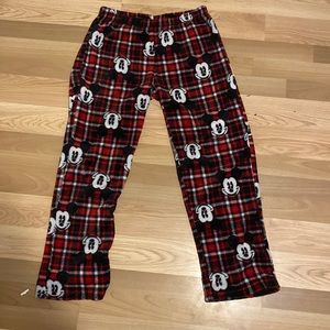 Mickey mouse plaid fuzzy pajama pants